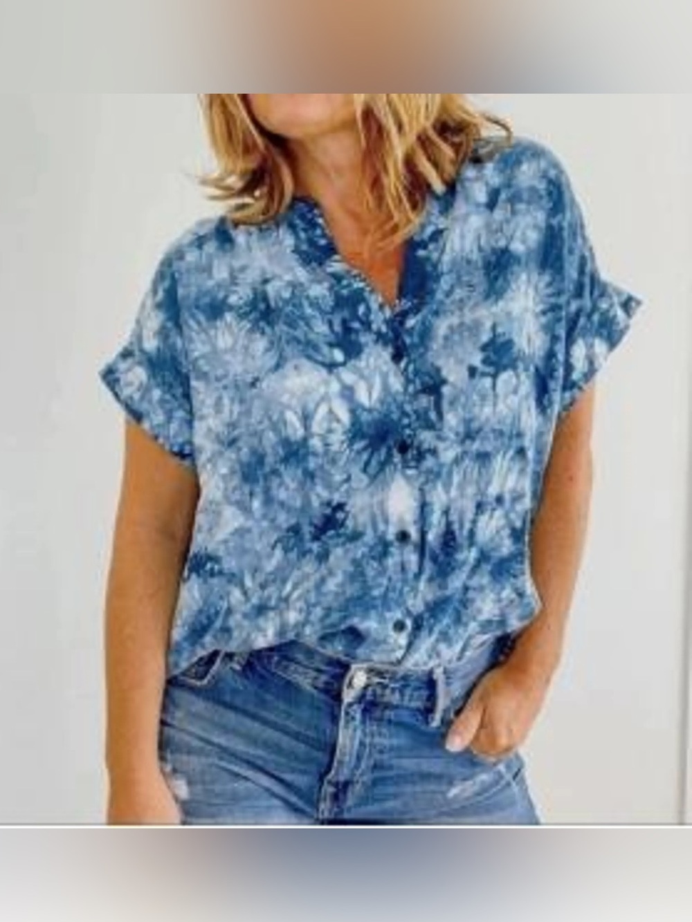 Cloth & Stone Anthropologie Tie Dye Short Sleeve Top Size medium